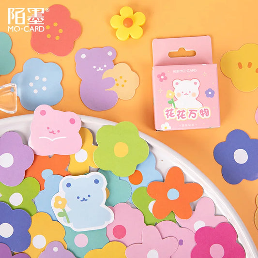 46 Pcs Diy Cute Kawaii Papers Little Bear Face Flower Stickers For Diary Decoration Scrapbooking School Office Stationary