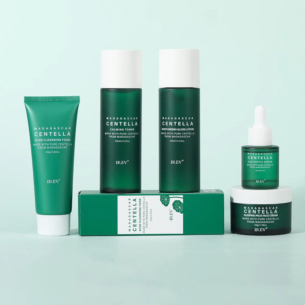 Centella Skin Care Set Facial Cleanser Sakura Essence Cream Face Serum Moisturizing Anti-Aging Whitening Korean Skincare Kit